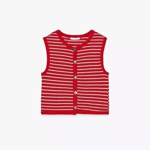 Buttoned Jacquard Vest Knitted Top